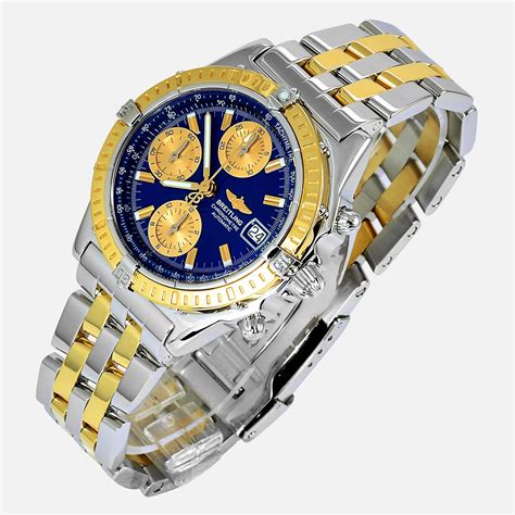 breitling blue face gold dials|Breitling watches yellow face.